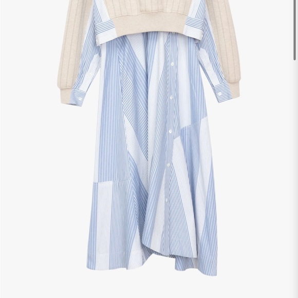 3.1 Phillip Lim Dresses & Skirts - 3.1 Phillip Lim Blue and White Striped Midi Shirt Dress